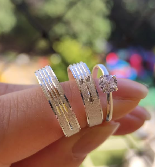 Alianças Infinity 4mm + Anel solitário de Prata