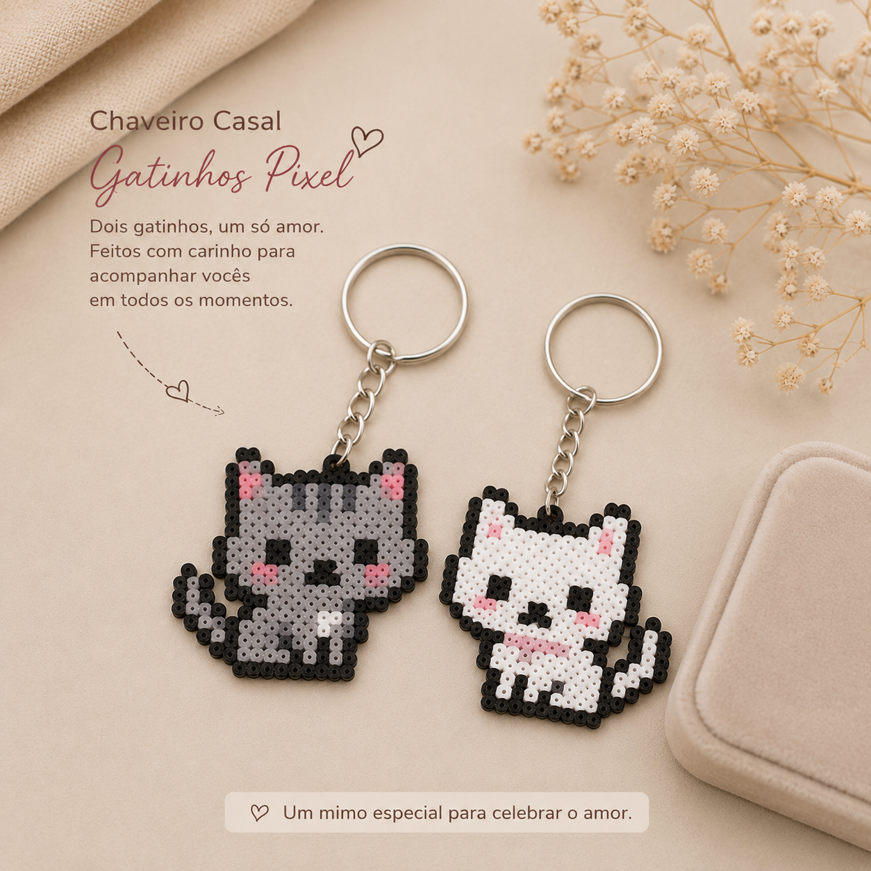 Chaveiro Casal Gatinhos