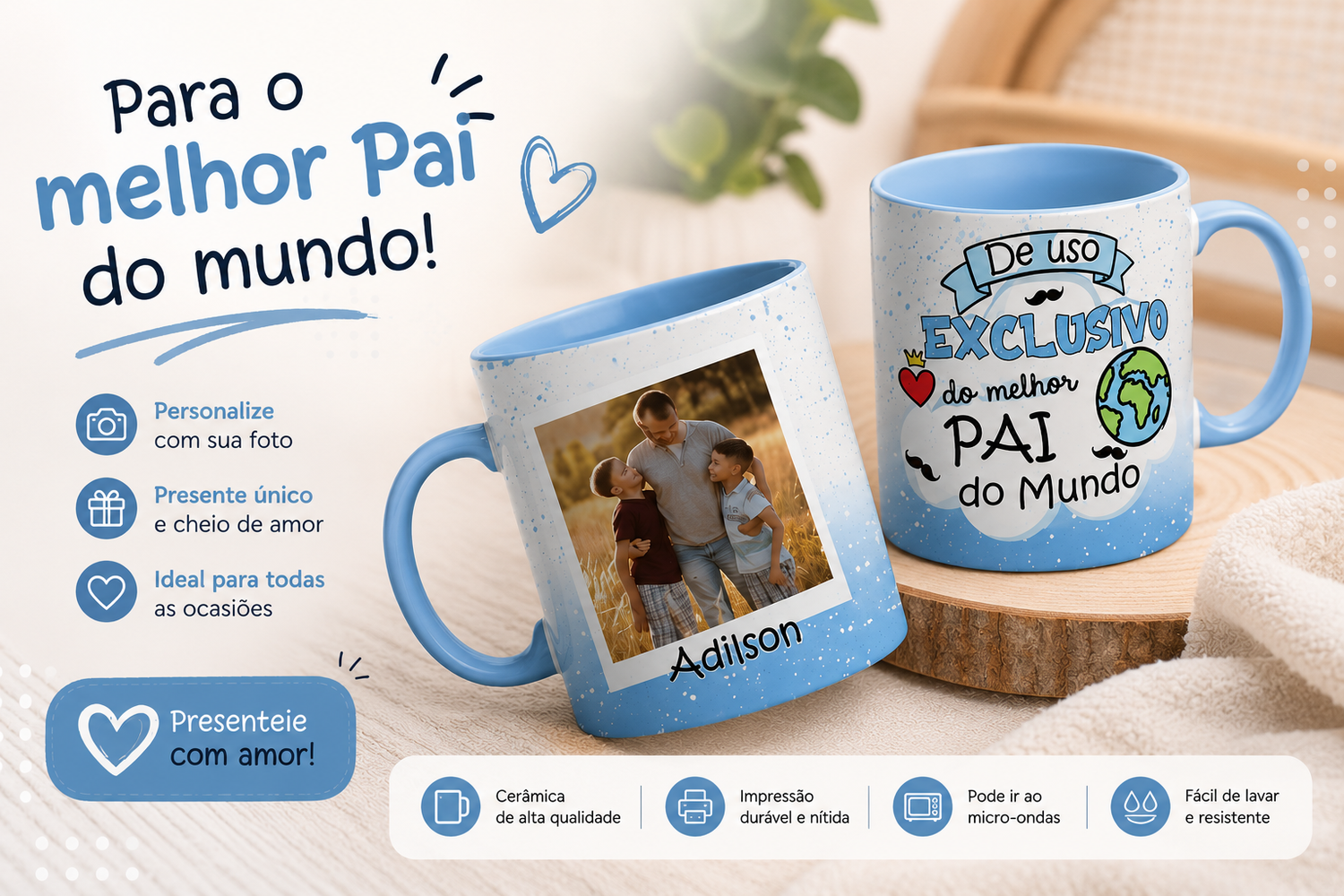 Presente Criativo para o Dia dos Pais – Personalize com Sua Foto!