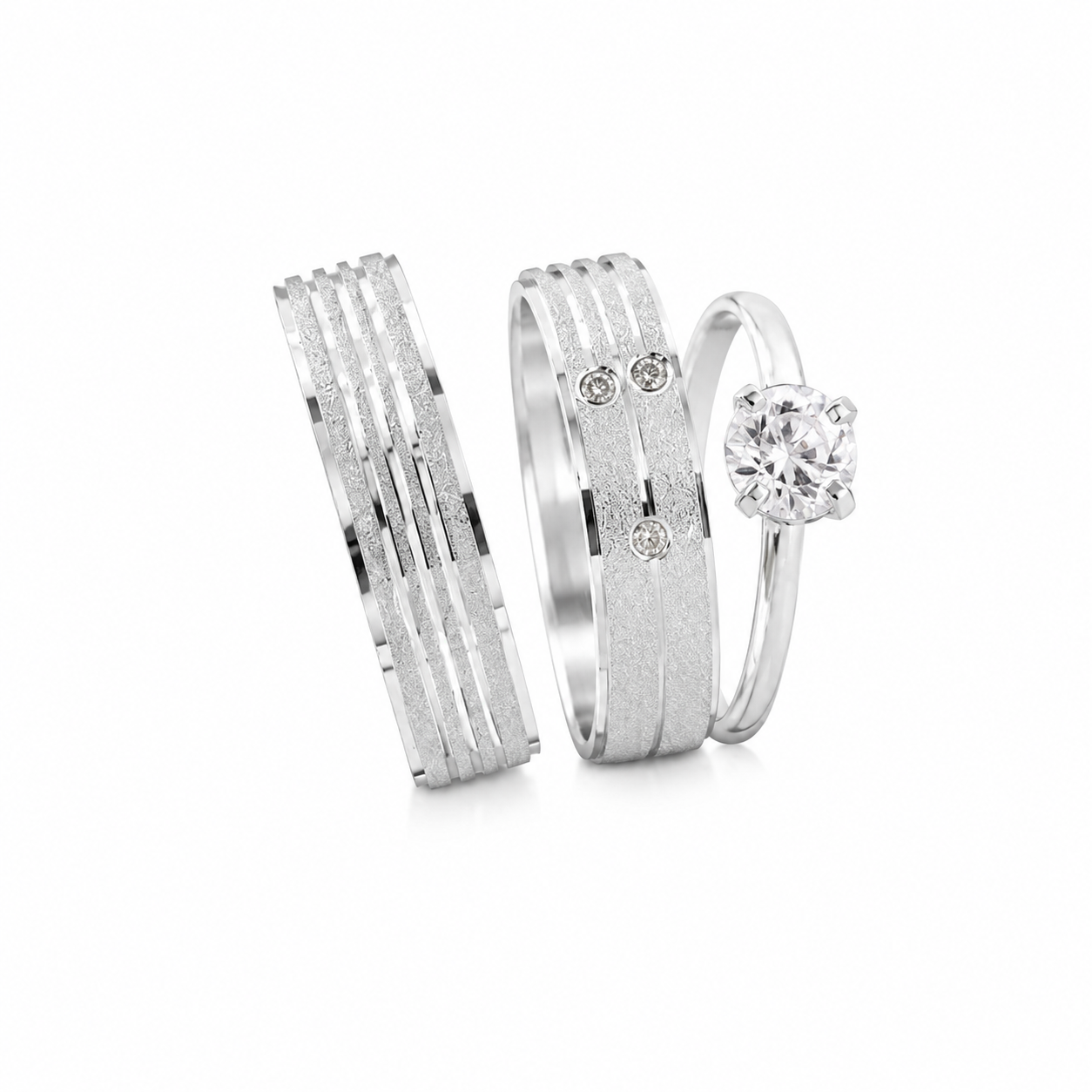 Alianças Infinity 4mm + Anel solitário de Prata