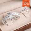 Aliança De Prata 950 Diamantada ( Friso Fino ) + Anel solitário Prata 925 - Pétalas de Joias