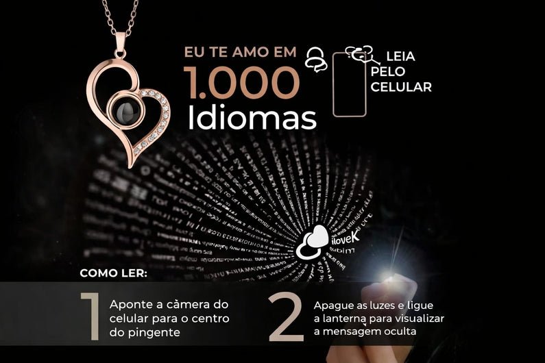 Rosa Eterna & Colar "Eu Te Amo" em 100 Idiomas | O Presente Inesquecível - Pétalas de Joias